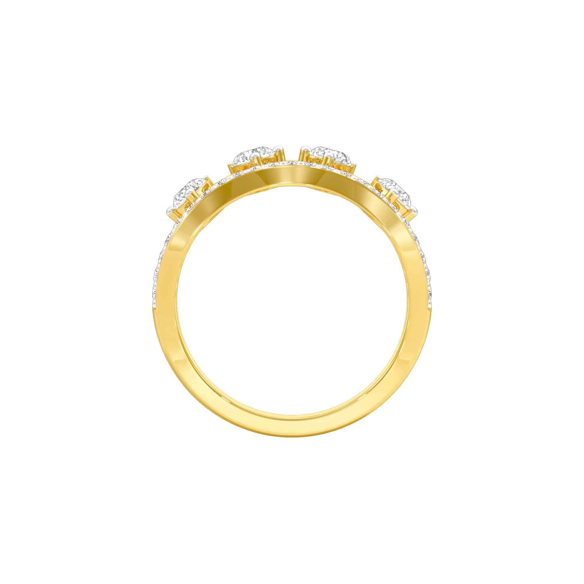 Angular Pear Wave Diamond Ring 18 KT / Yellow Gold / 18