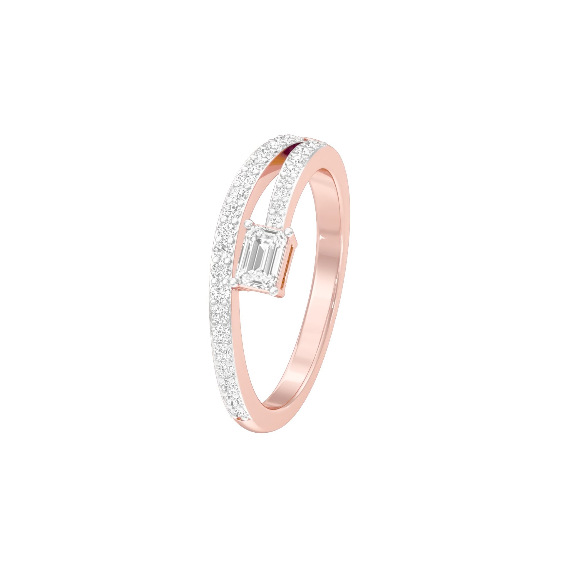 Emerald Muse Split Shank Diamond Ring 18 KT / Rose Gold / 18