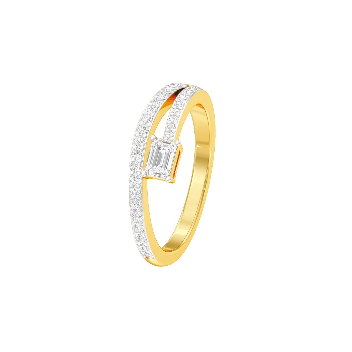 Emerald Muse Split Shank Diamond Ring 18 KT / Yellow Gold / 18