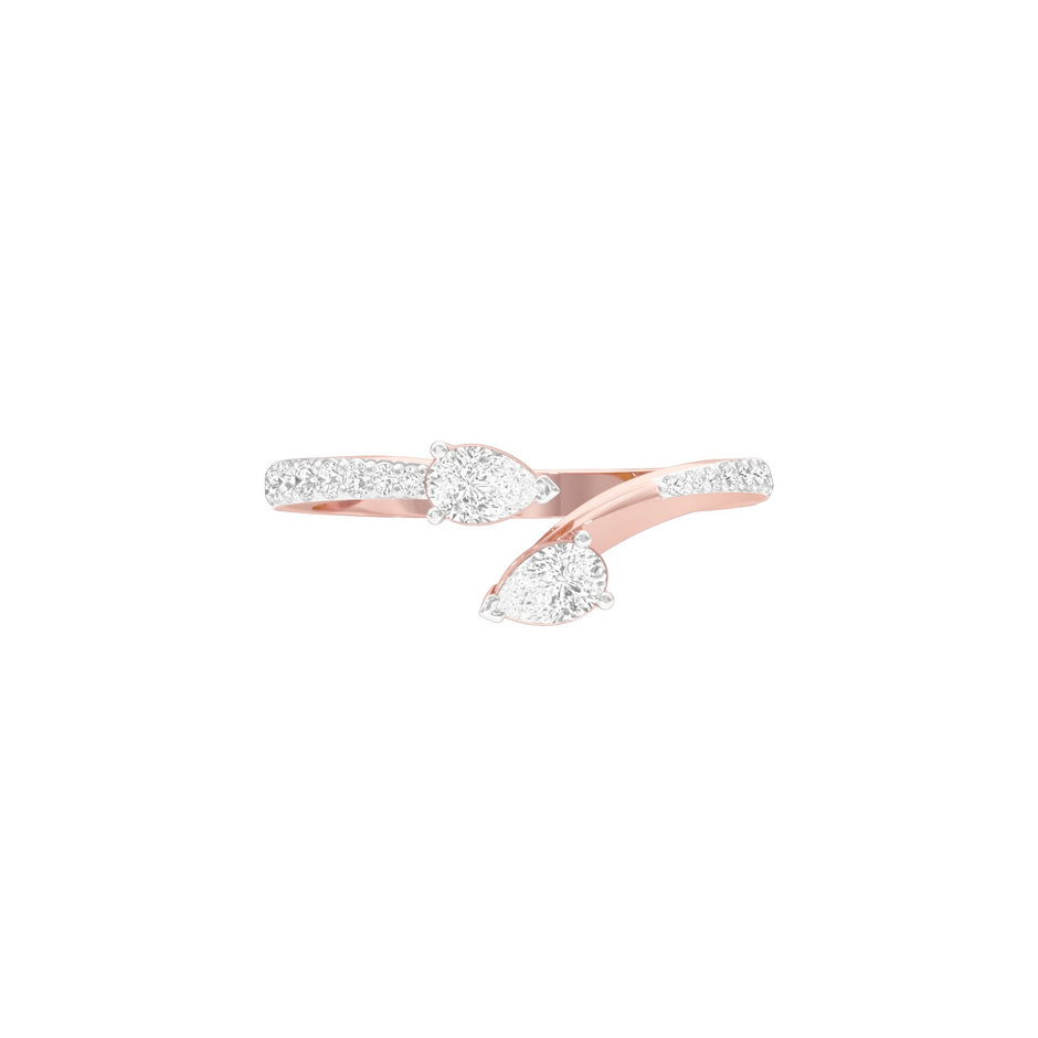 Riveting Dual Pear Diamond Ring 18 KT / Rose Gold / 18