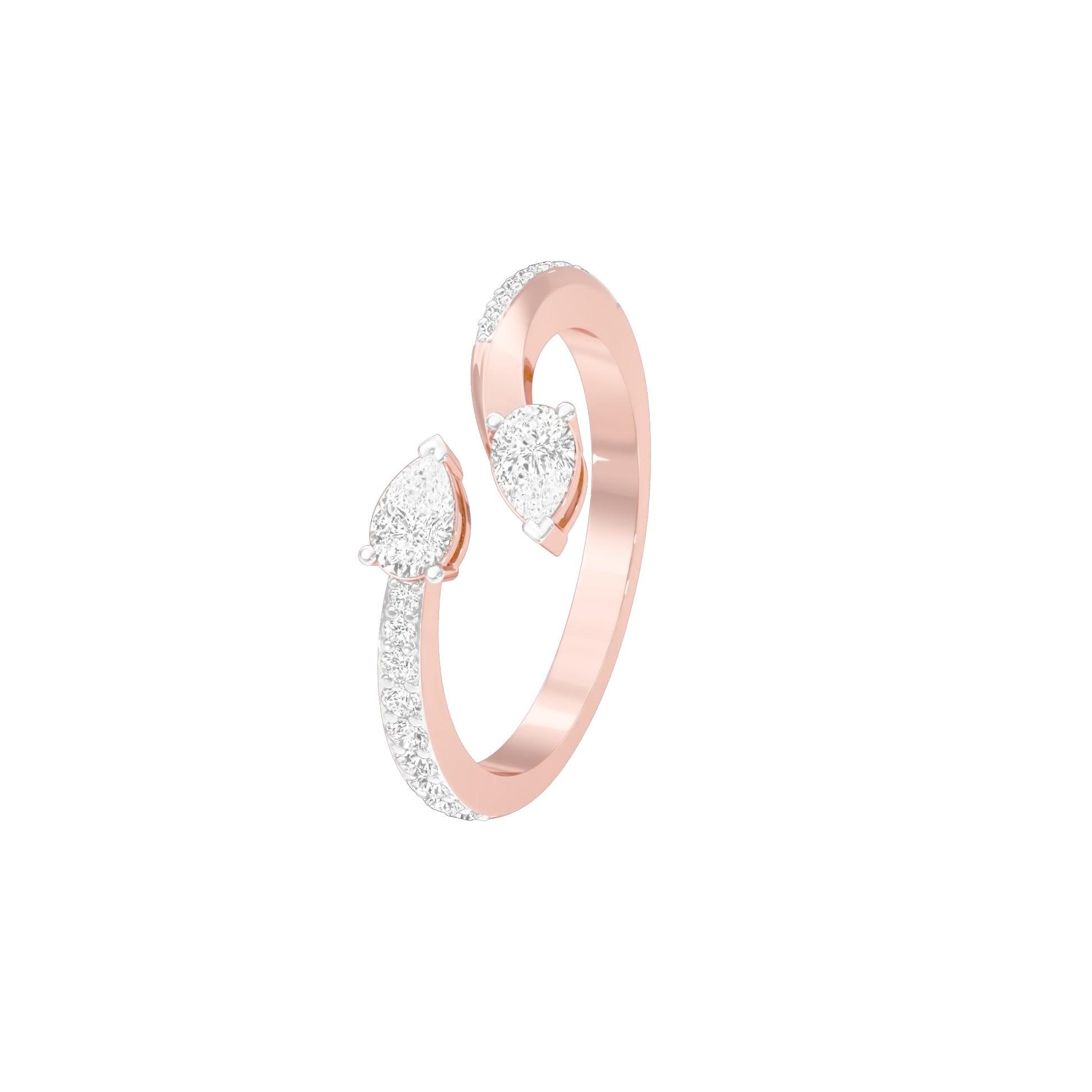 Riveting Dual Pear Diamond Ring 18 KT / Rose Gold / 18