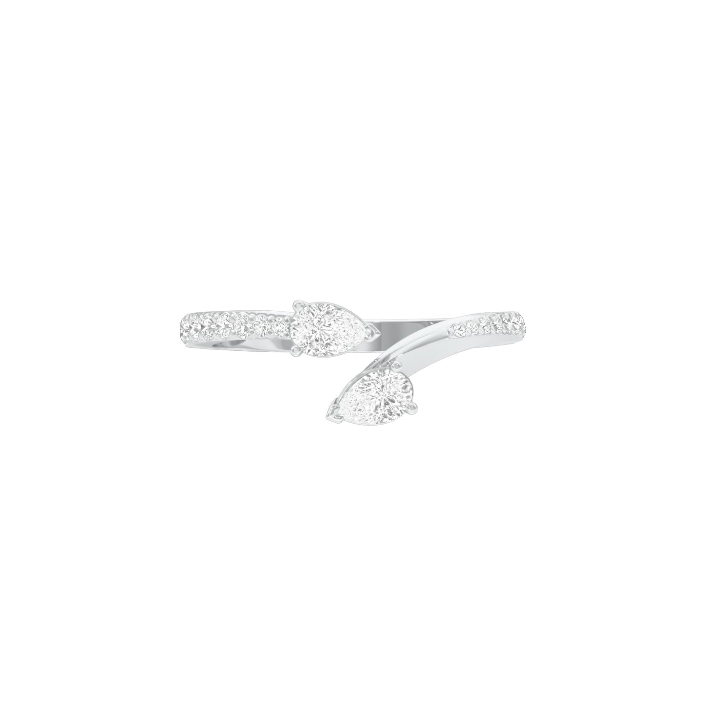 Riveting Dual Pear Diamond Ring 18 KT / White Gold / 18