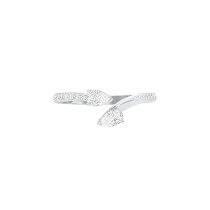 Riveting Dual Pear Diamond Ring 18 KT / White Gold / 18