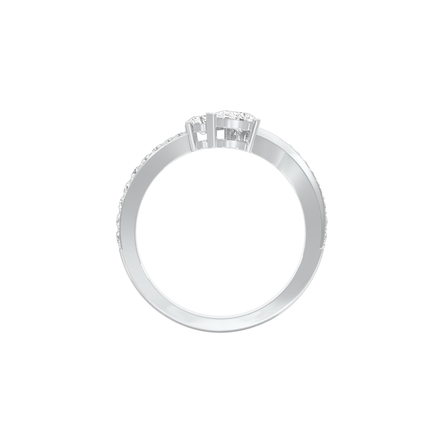 Riveting Dual Pear Diamond Ring 18 KT / White Gold / 18