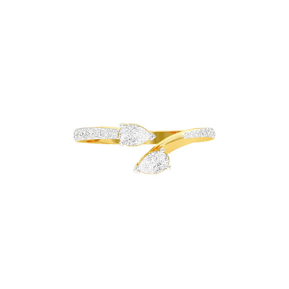 Riveting Dual Pear Diamond Ring 18 KT / Yellow Gold / 18