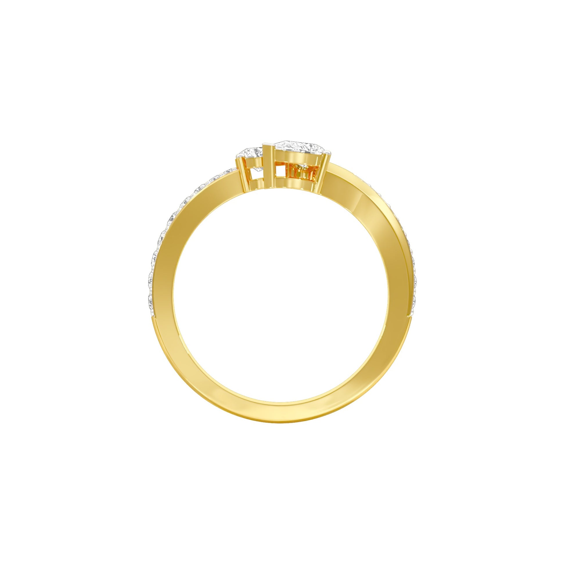 Riveting Dual Pear Diamond Ring 18 KT / Yellow Gold / 18