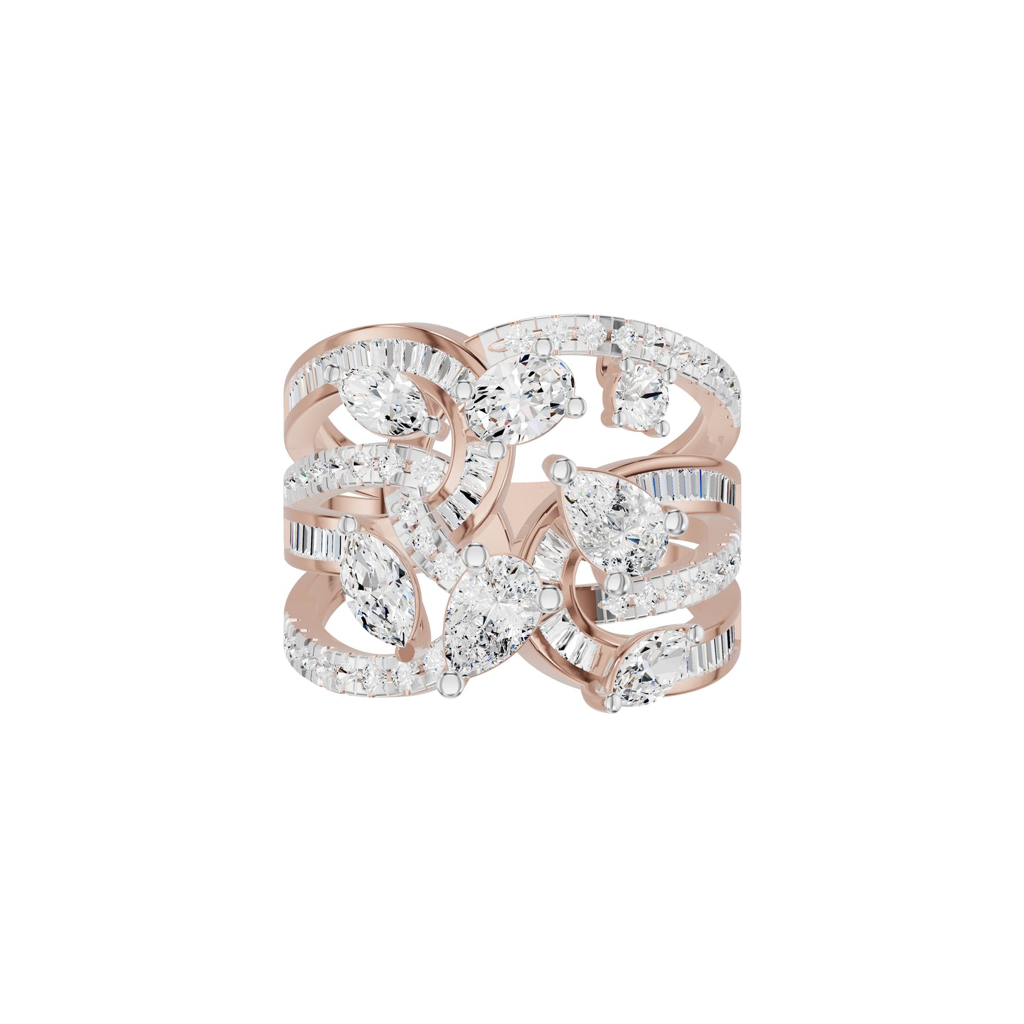 Pear Crest Diamond Cocktail Ring