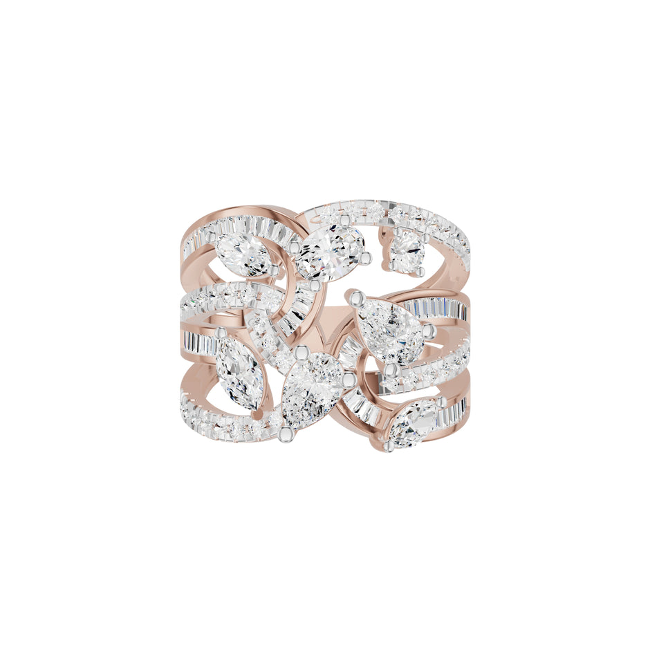 Pear Crest Diamond Cocktail Ring