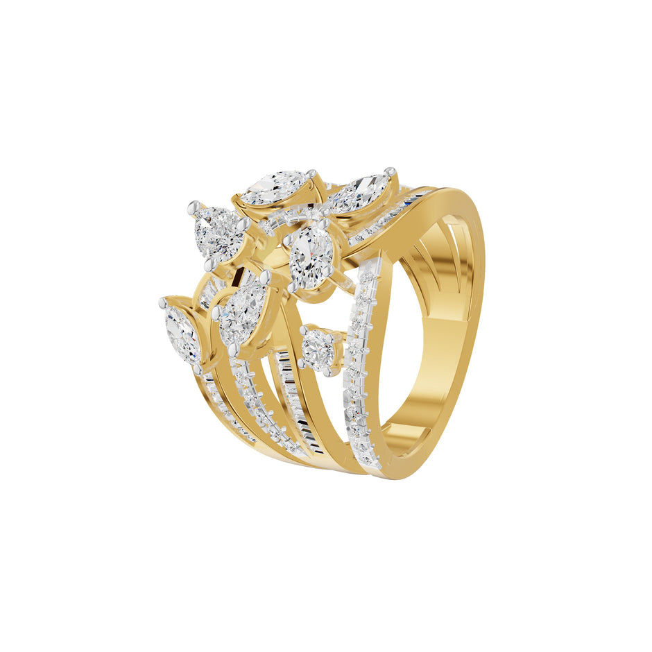 Pear Crest Diamond Cocktail Ring