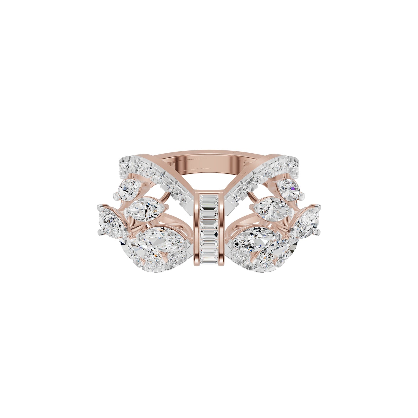 Multi Shape Diamond Cluster Cocktail Ring