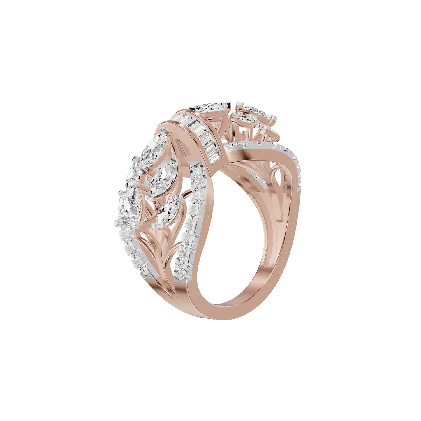 Multi Shape Diamond Cluster Cocktail Ring