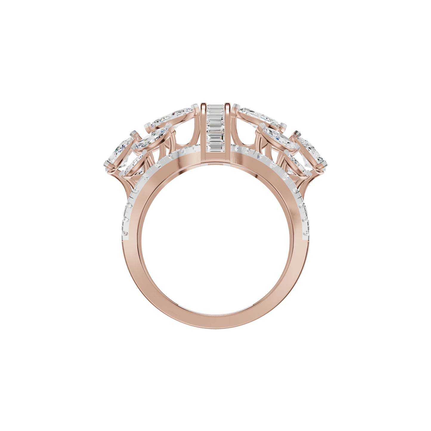 Multi Shape Diamond Cluster Cocktail Ring