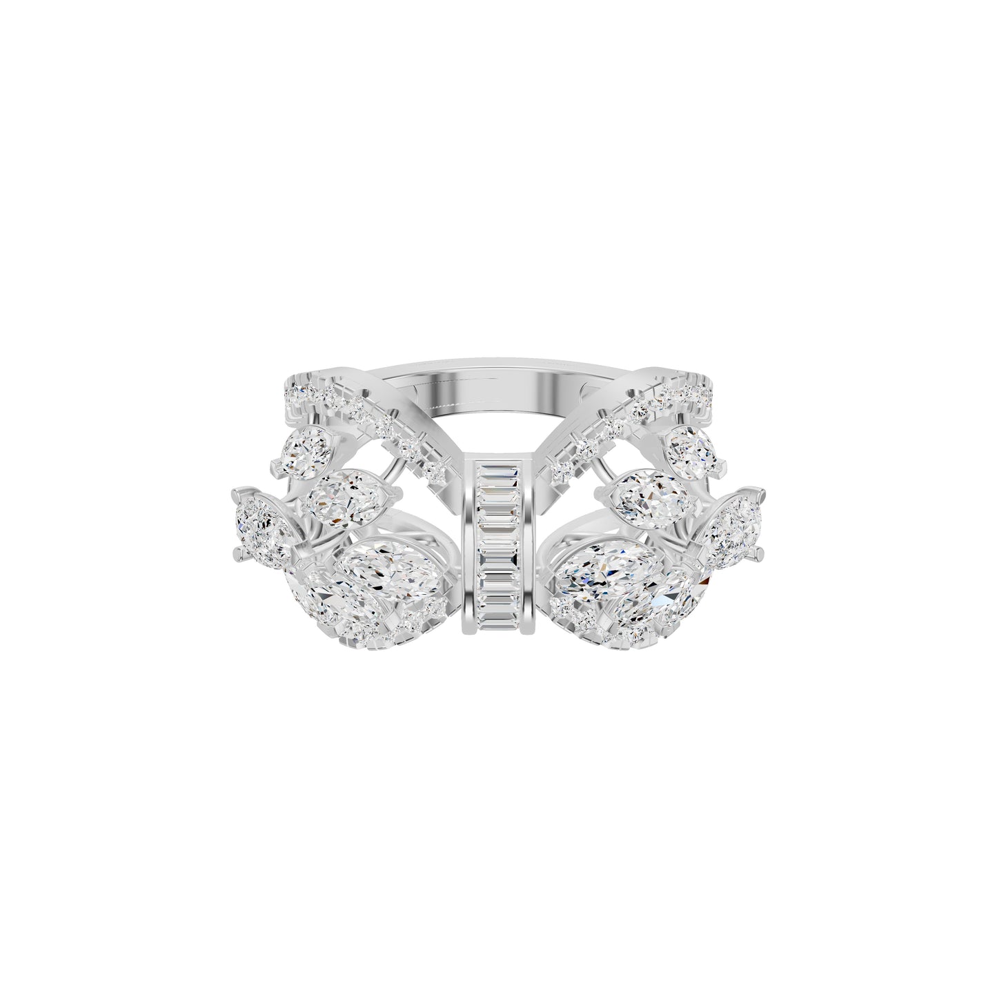 Multi Shape Diamond Cluster Cocktail Ring