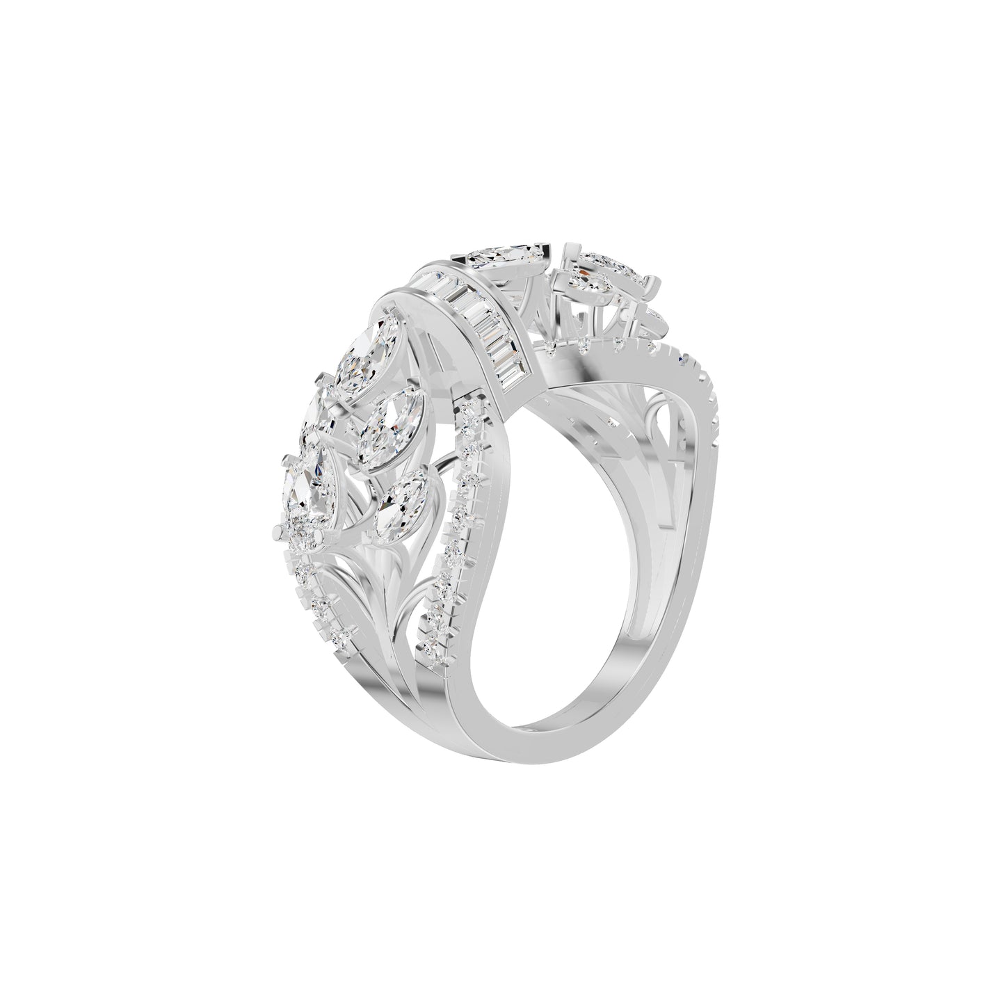 Multi Shape Diamond Cluster Cocktail Ring