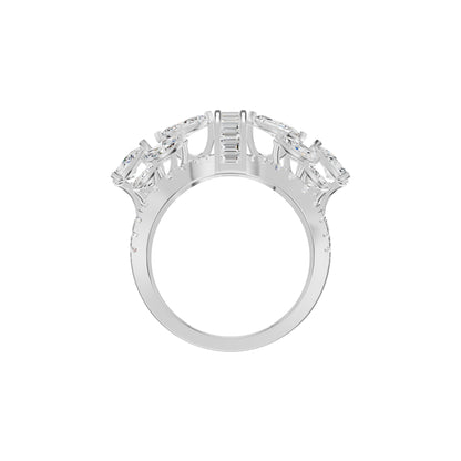 Multi Shape Diamond Cluster Cocktail Ring