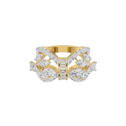 Multi Shape Diamond Cluster Cocktail Ring