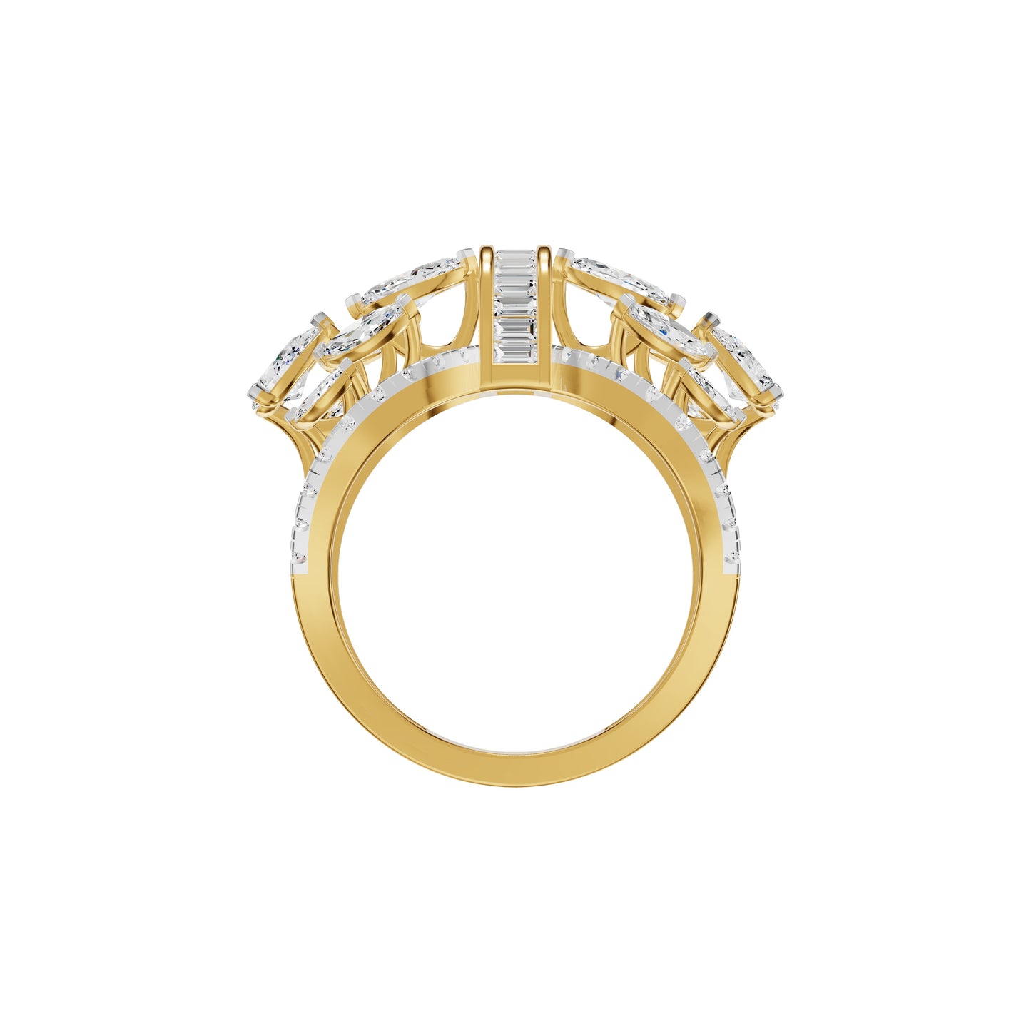 Multi Shape Diamond Cluster Cocktail Ring