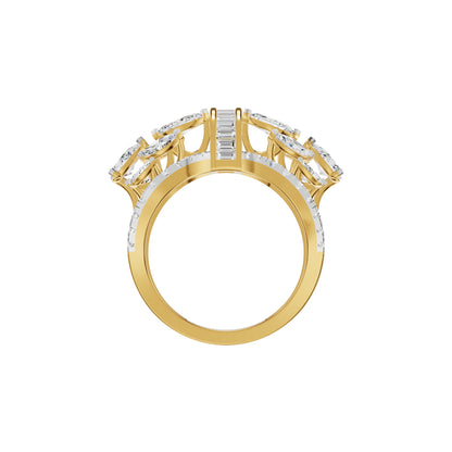 Multi Shape Diamond Cluster Cocktail Ring