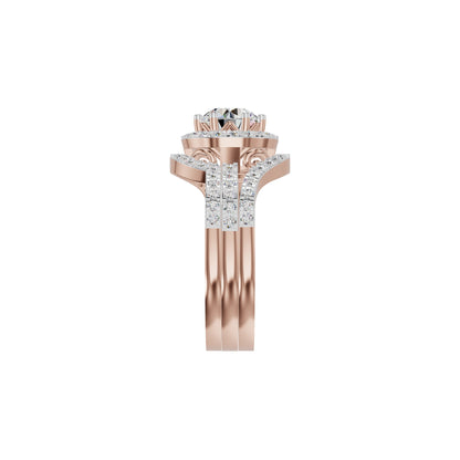 Double Halo Round Solitaire Diamond Engagement Ring 18 KT / Rose Gold / 18