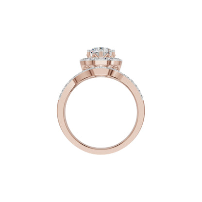 Double Halo Round Solitaire Diamond Engagement Ring 18 KT / Rose Gold / 18