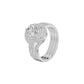 Double Halo Round Solitaire Diamond Engagement Ring 18 KT / White Gold / 18