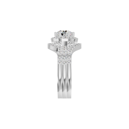 Double Halo Round Solitaire Diamond Engagement Ring 18 KT / White Gold / 18