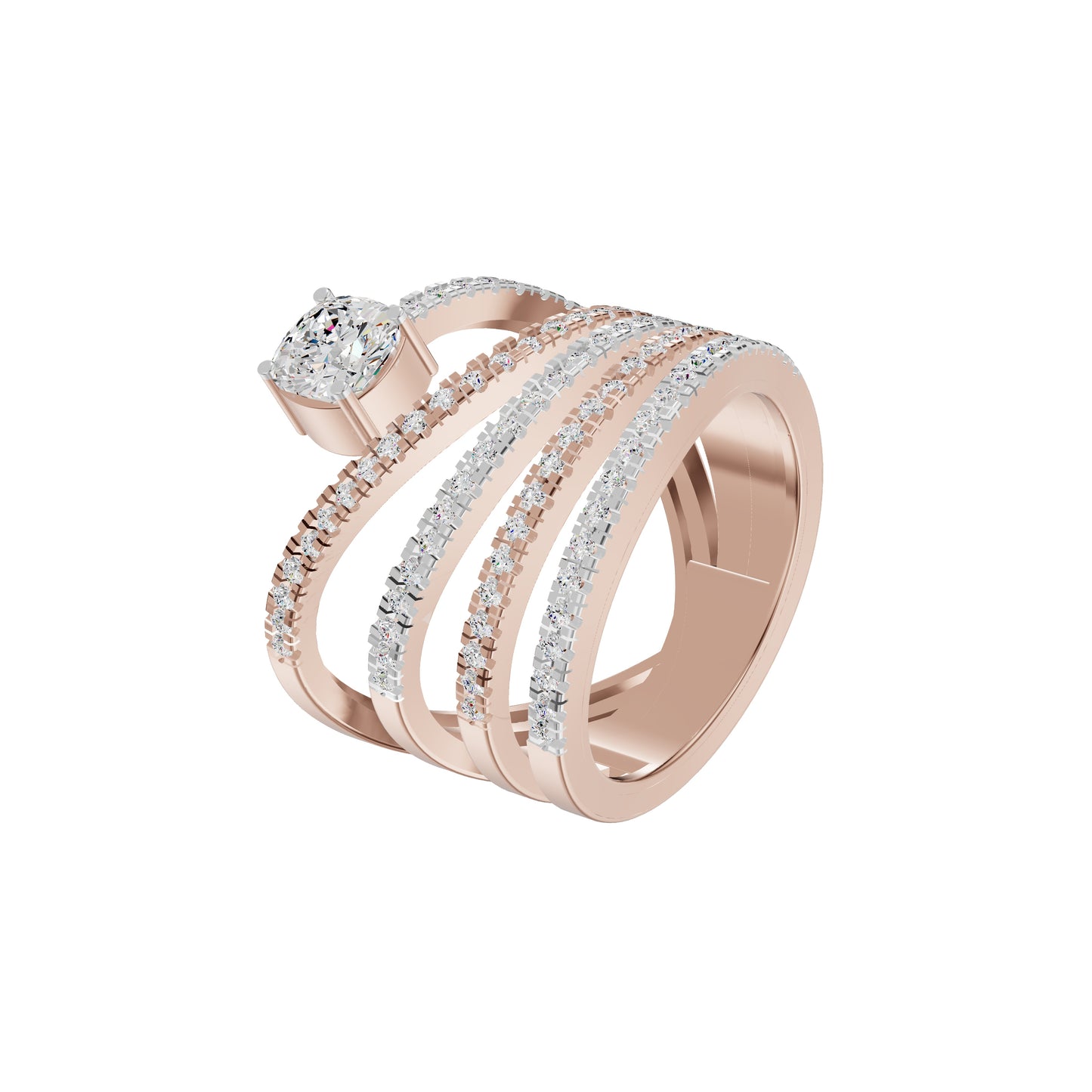 Serpent Sparkle diamond cocktail Ring 18 KT / Rose Gold / 18