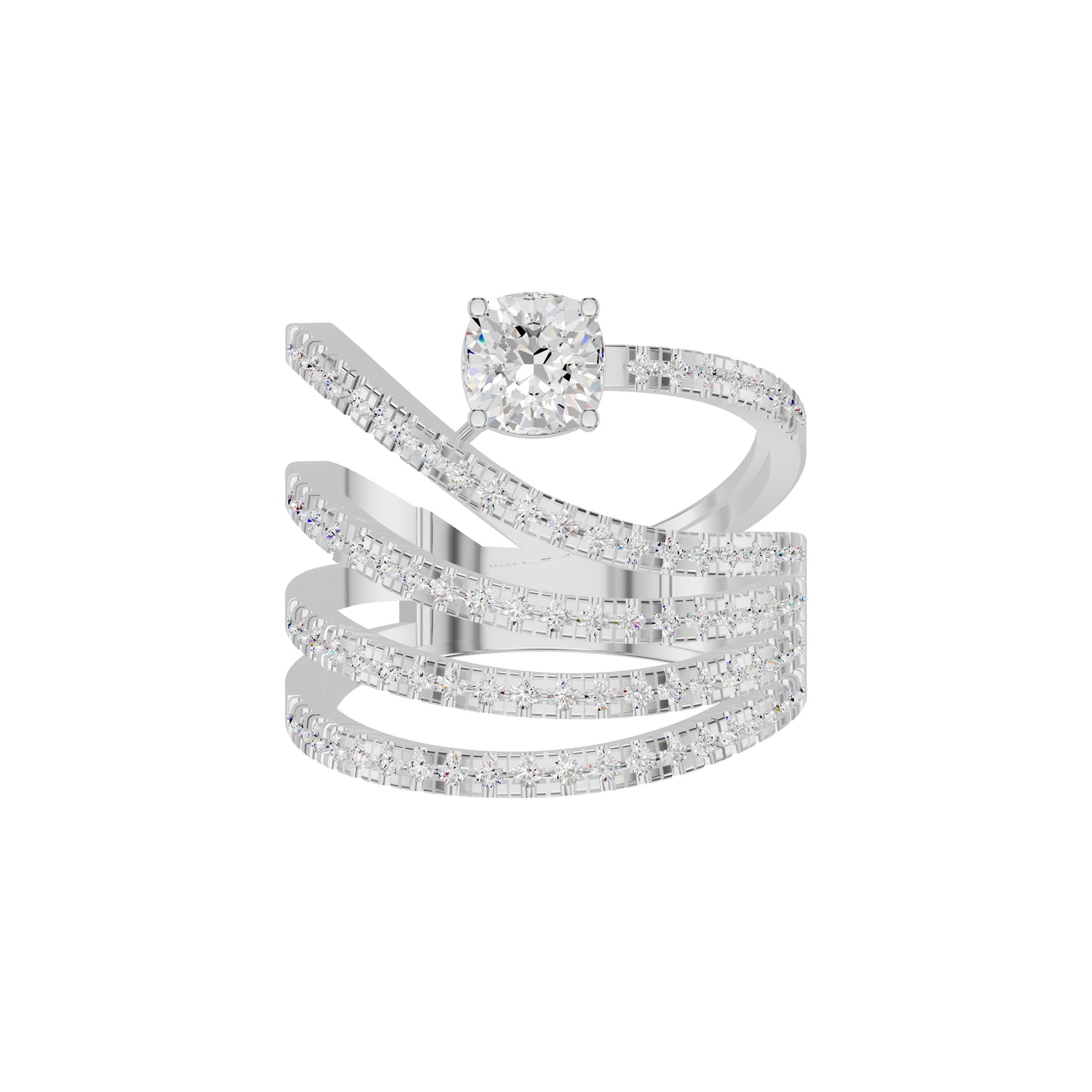 Serpent Sparkle diamond cocktail Ring 18 KT / White Gold / 18