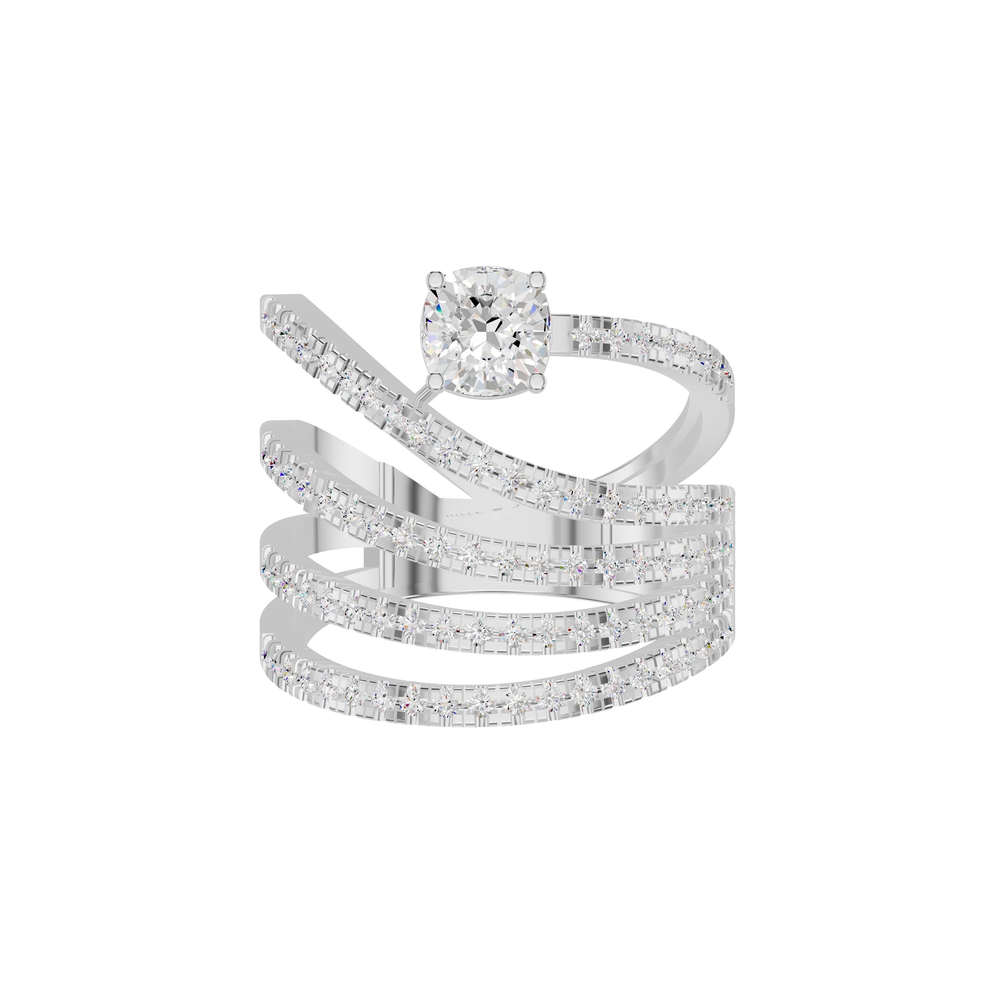Serpent Sparkle diamond cocktail Ring 18 KT / White Gold / 18