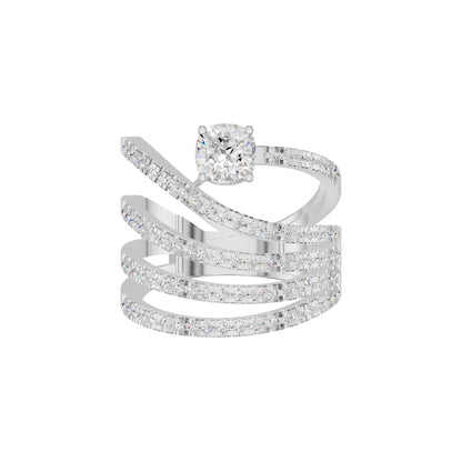 Serpent Sparkle diamond cocktail Ring 18 KT / White Gold / 18
