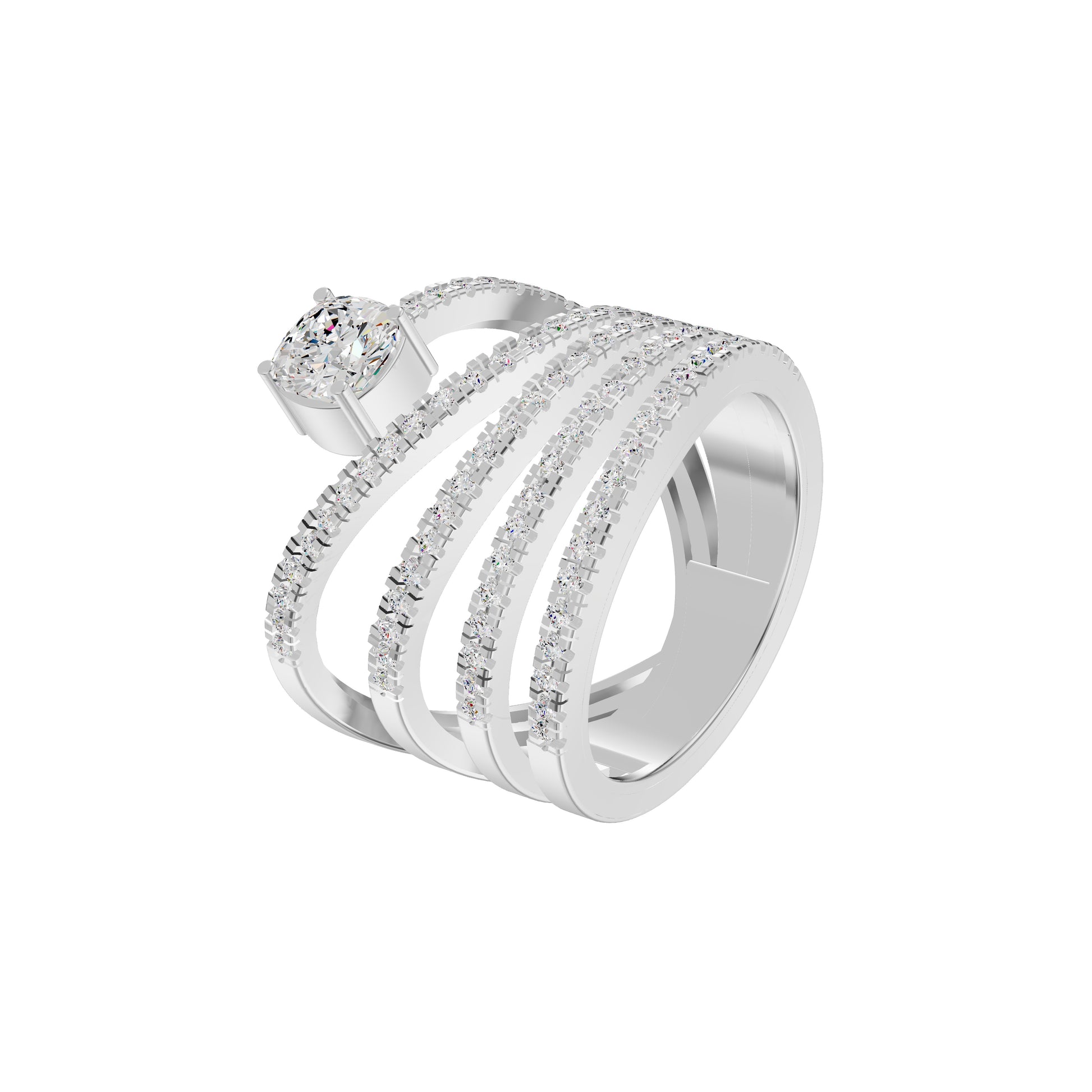 Serpent Sparkle diamond cocktail Ring 18 KT / White Gold / 18