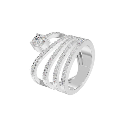 Serpent Sparkle diamond cocktail Ring 18 KT / White Gold / 18
