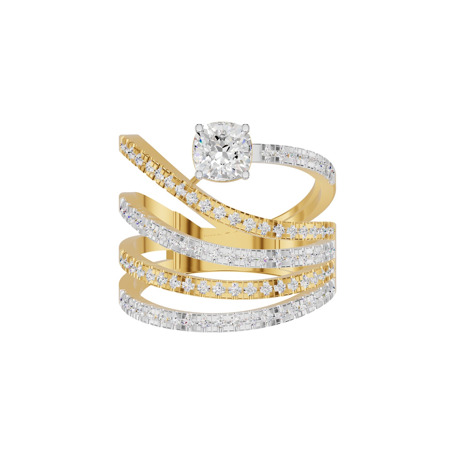 Serpent Sparkle diamond cocktail Ring 18 KT / Yellow Gold / 18
