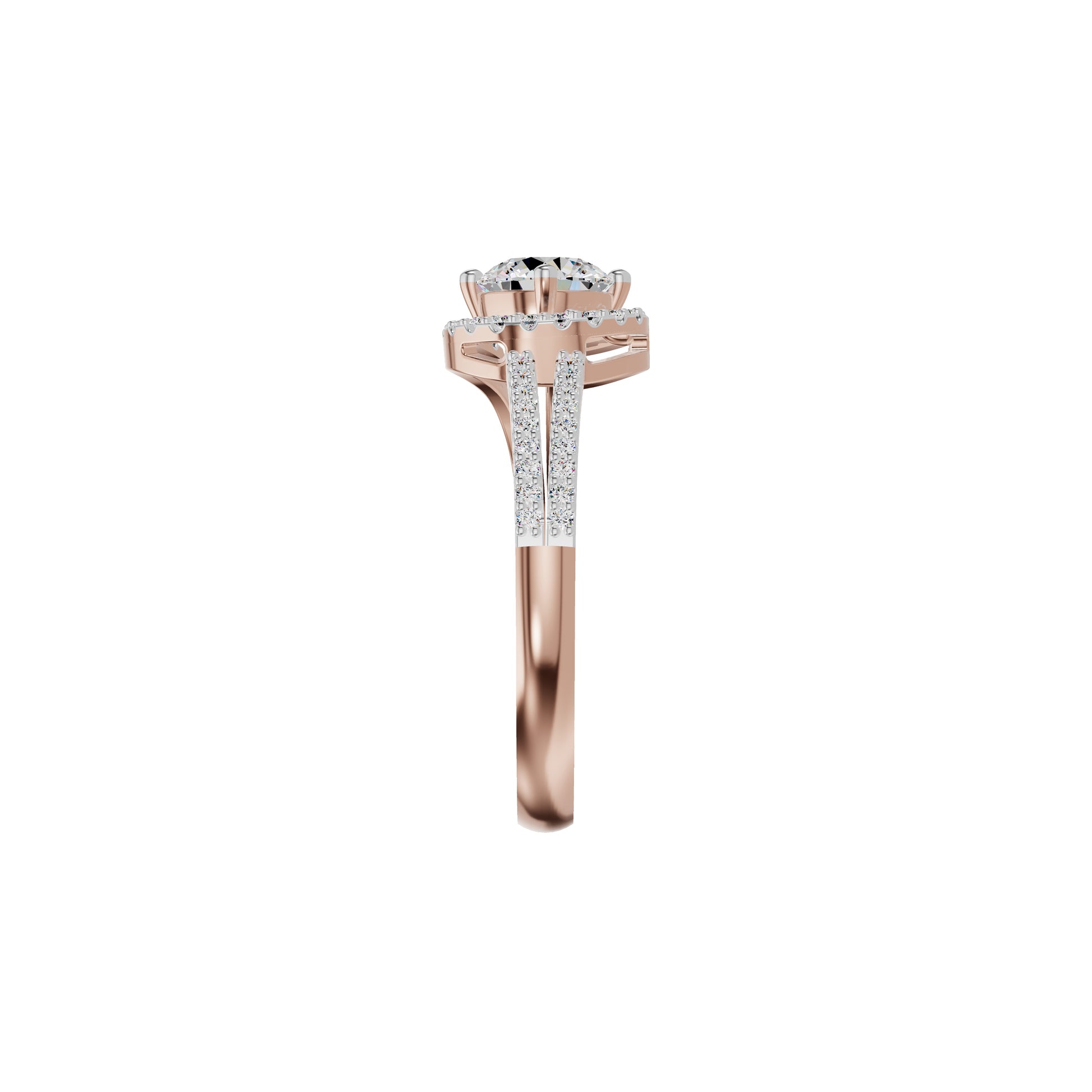 Other Half Heart Diamond Engagement Ring 18 KT / Rose Gold / 18