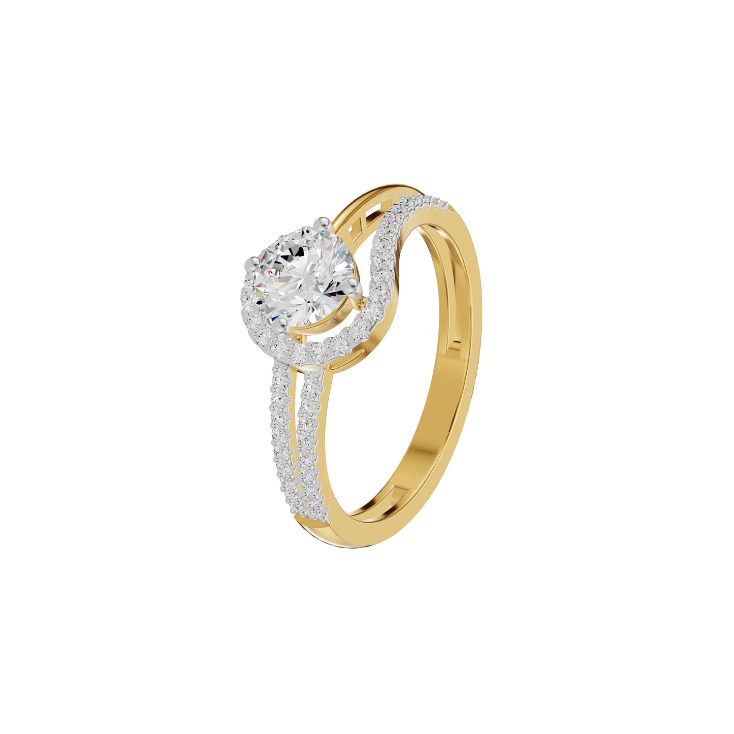 Other Half Heart Diamond Engagement Ring 18 KT / Yellow Gold / 18