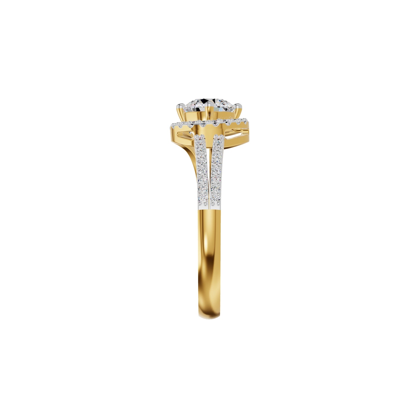 Other Half Heart Diamond Engagement Ring 18 KT / Yellow Gold / 18