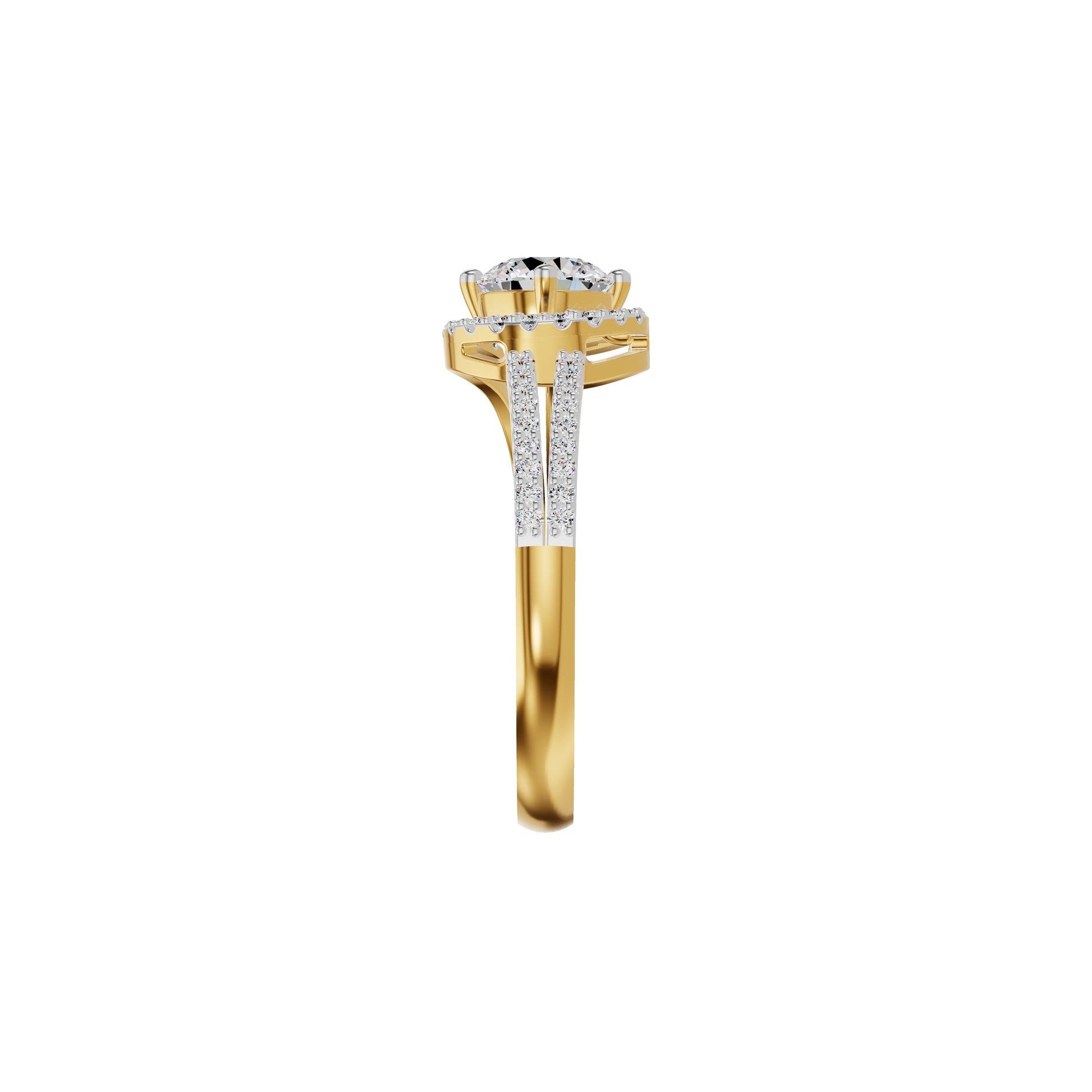Other Half Heart Diamond Engagement Ring 18 KT / Yellow Gold / 18