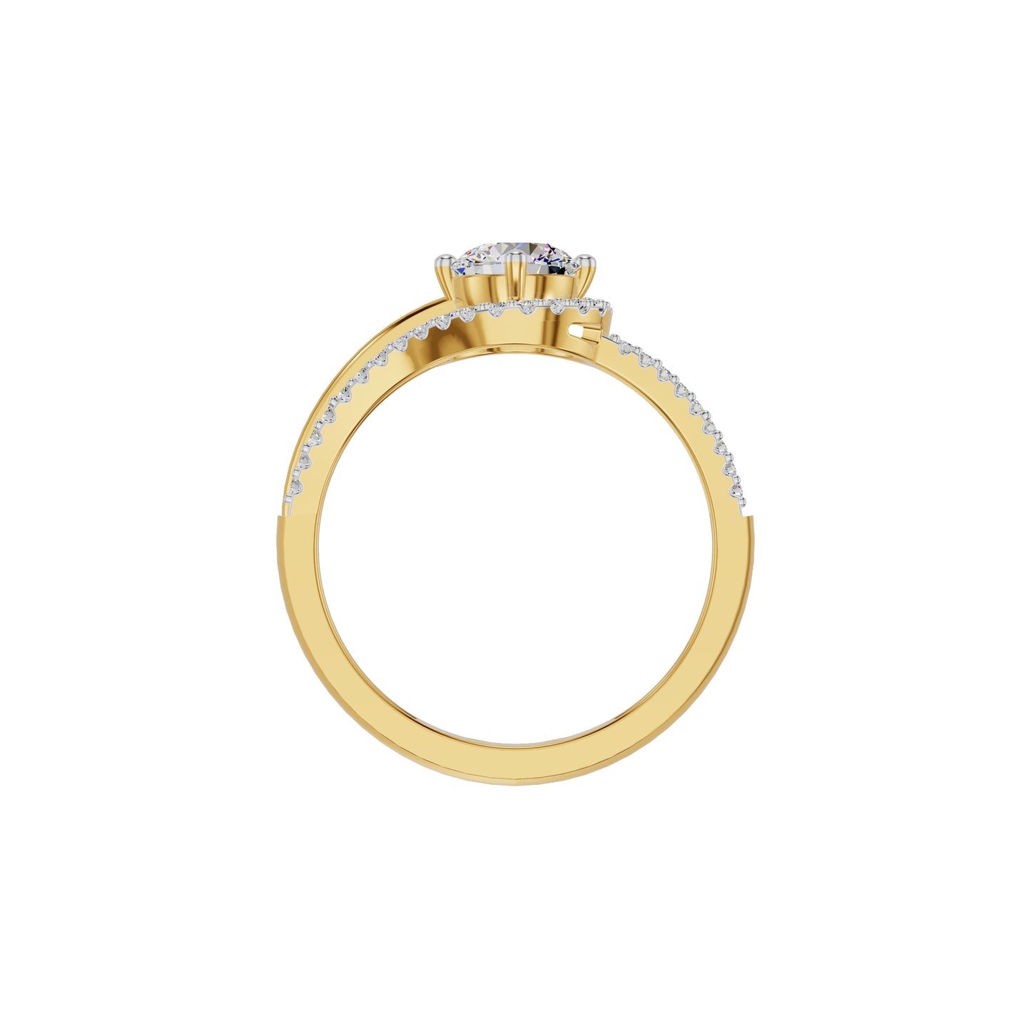 Other Half Heart Diamond Engagement Ring 18 KT / Yellow Gold / 18