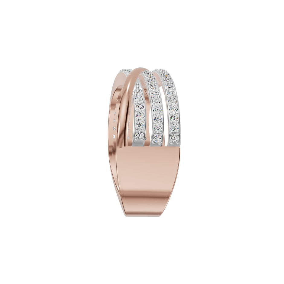 One Line Cross Diamond Cocktail Ring 18 KT / Rose Gold / 18