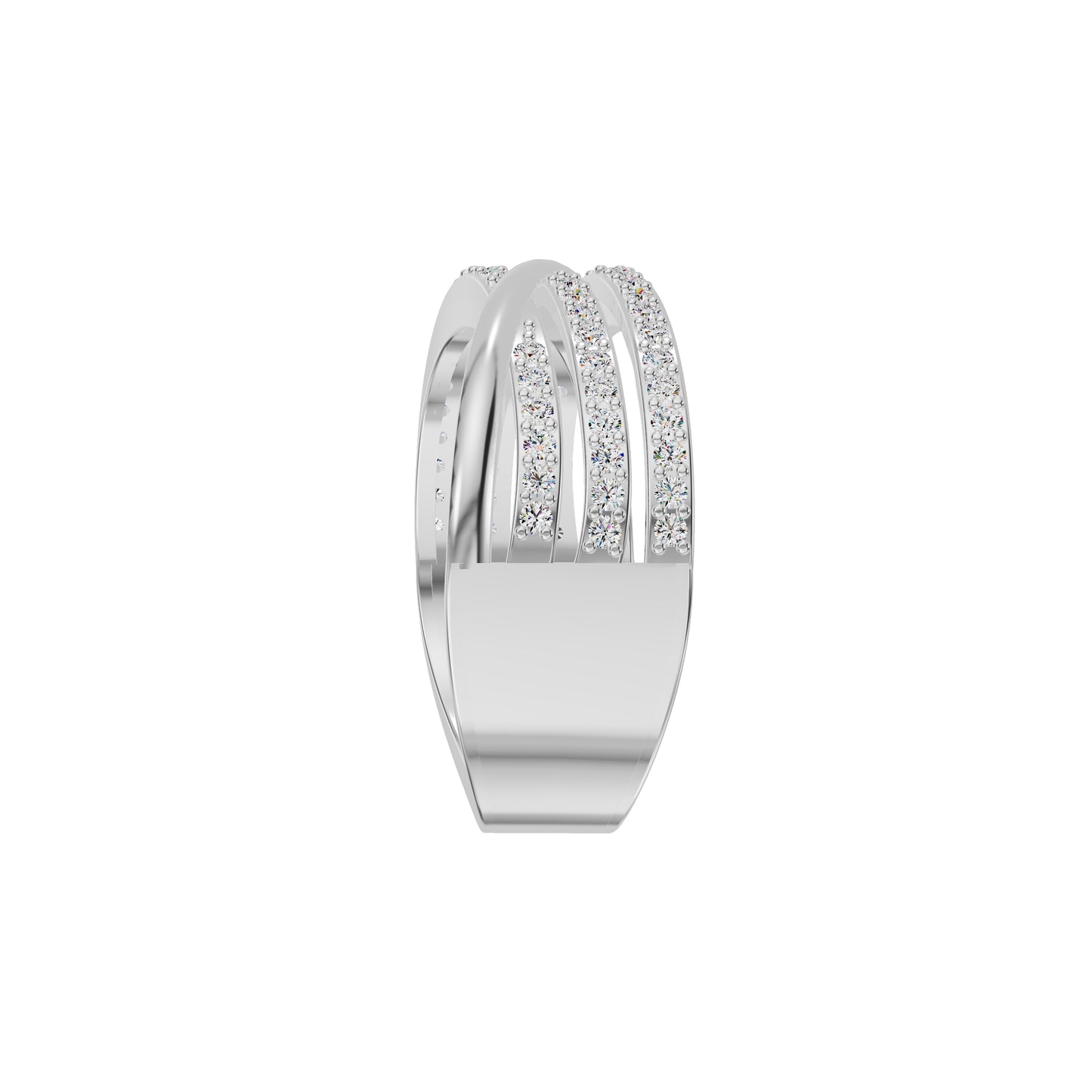 One Line Cross Diamond Cocktail Ring 18 KT / White Gold / 18