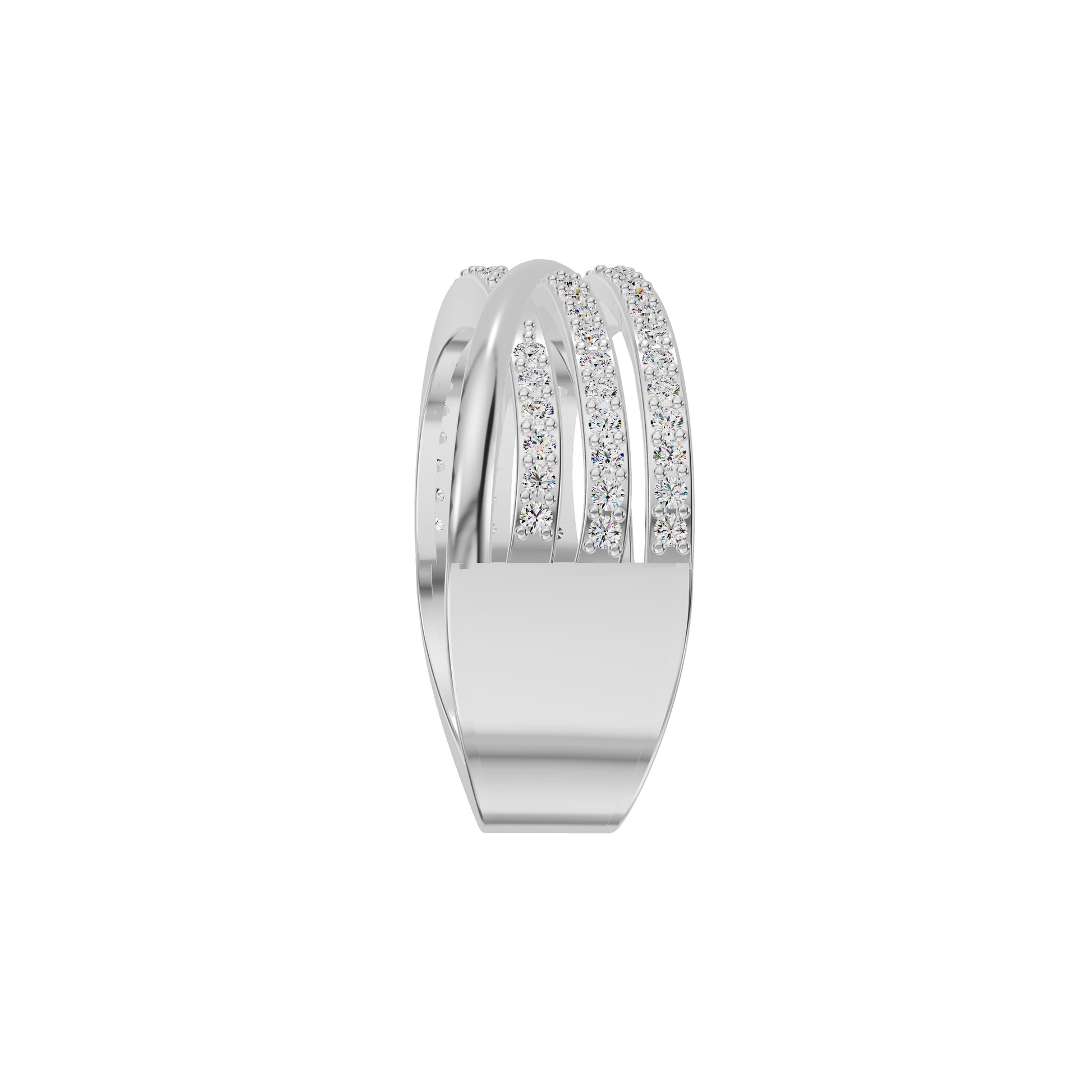 One Line Cross Diamond Cocktail Ring 18 KT / White Gold / 18
