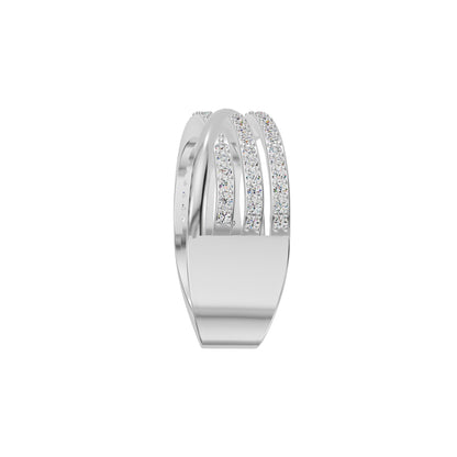 One Line Cross Diamond Cocktail Ring 18 KT / White Gold / 18