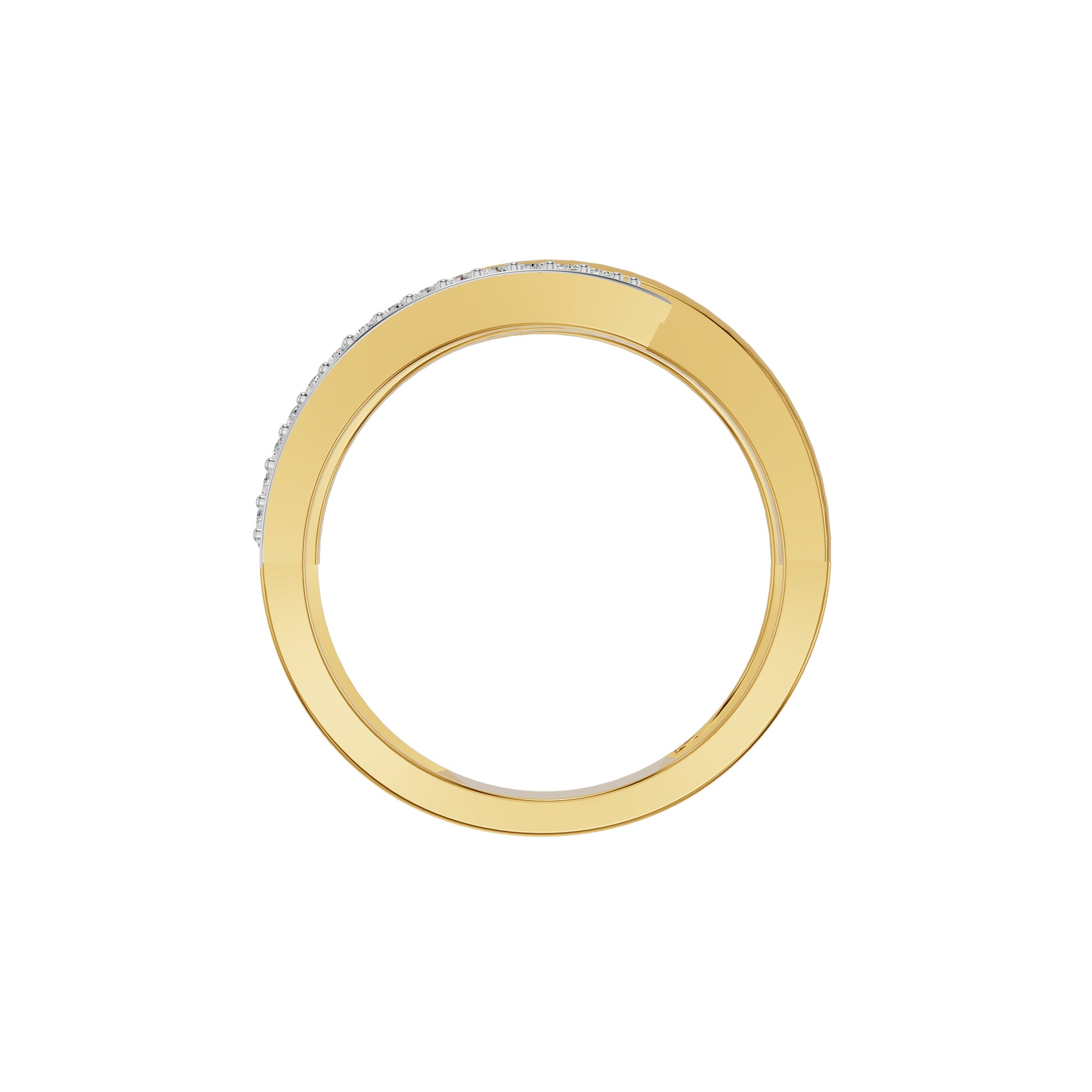 One Line Cross Diamond Cocktail Ring 18 KT / Yellow Gold / 18