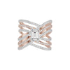 Emerald-cut Crisscross Diamond Cocktail Ring 18 KT / Rose Gold / 18