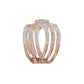 Emerald-cut Crisscross Diamond Cocktail Ring 18 KT / Rose Gold / 18
