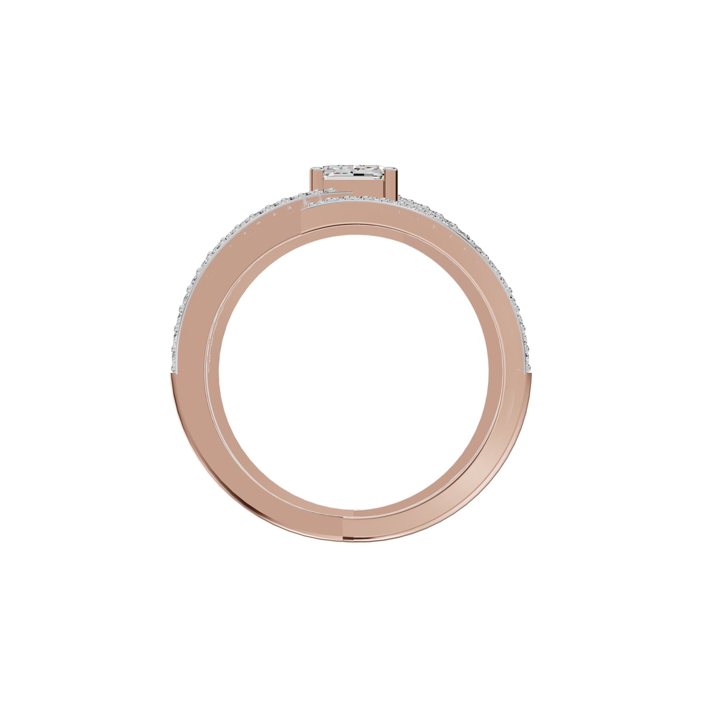 Emerald-cut Crisscross Diamond Cocktail Ring 18 KT / Rose Gold / 18