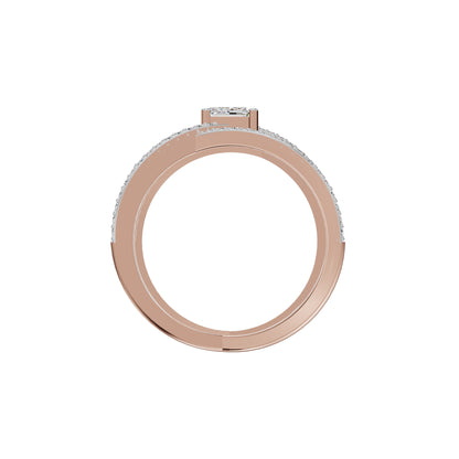 Emerald-cut Crisscross Diamond Cocktail Ring 18 KT / Rose Gold / 18