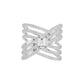 Emerald-cut Crisscross Diamond Cocktail Ring 18 KT / White Gold / 18