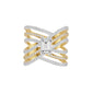 Emerald-cut Crisscross Diamond Cocktail Ring 18 KT / Yellow Gold / 18