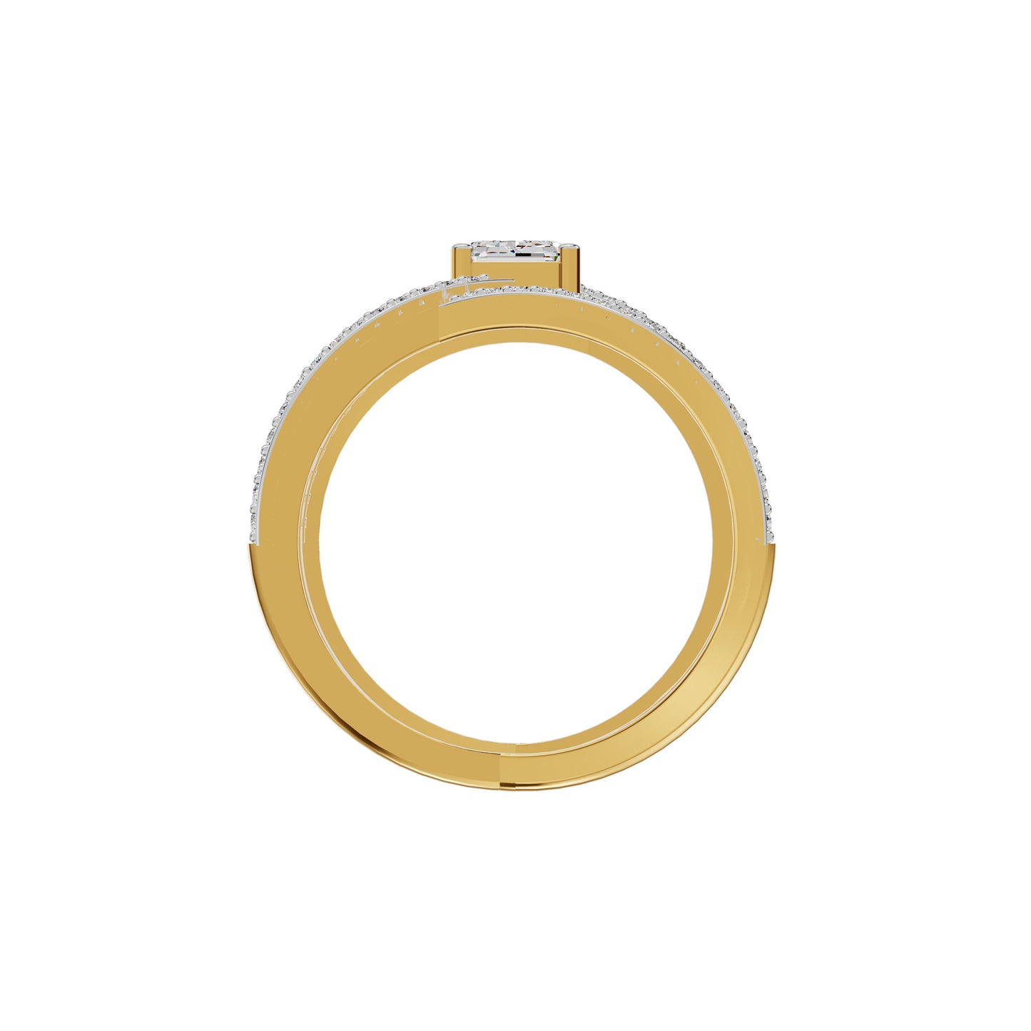 Emerald-cut Crisscross Diamond Cocktail Ring 18 KT / Yellow Gold / 18